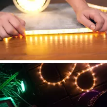 LED strips kan fästas bakom TV-apparaten och sedan synkas via ljudet mm